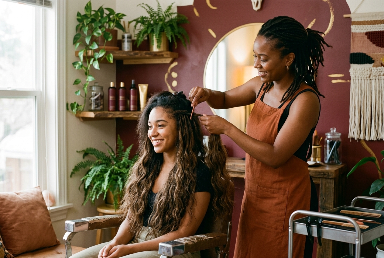 Home-based stylist working with Nice & Natural hair