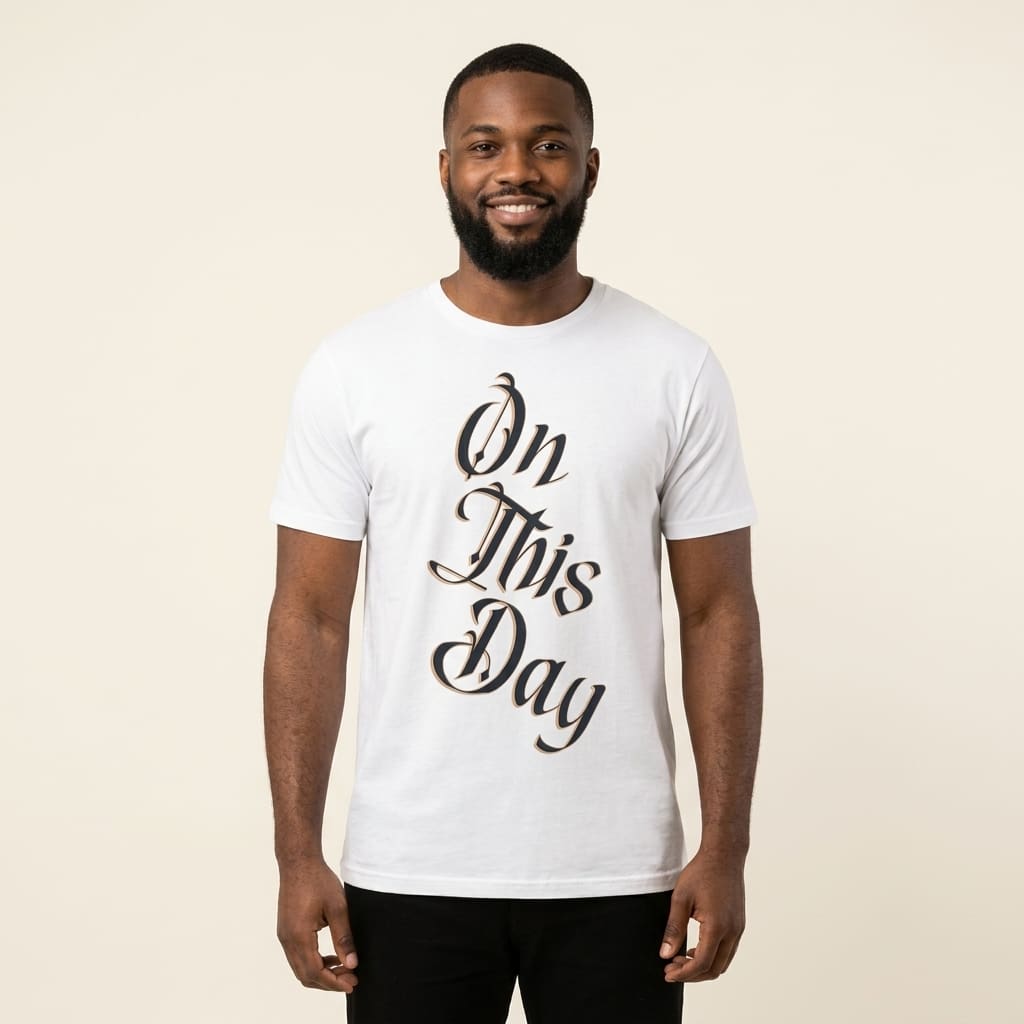 On This Day T-shirt on a model, BWSOTD merch